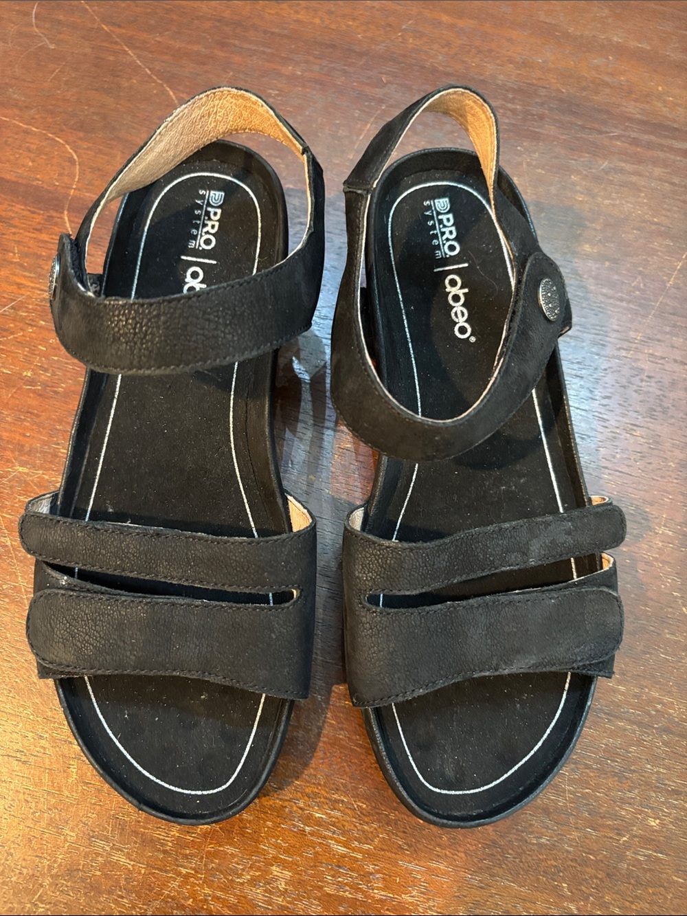 Abeo Gabrielle Black Women's Double-Strap Comfort Sandals